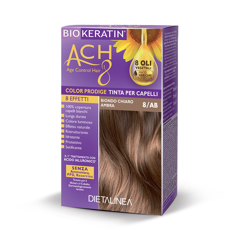 Biokeratin Ach8 Tinta per Capelli Biondo Chiaro Ambra 8/AB-2
