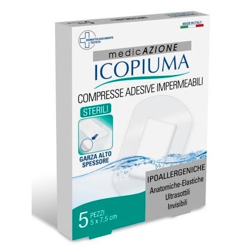 Icopiuma Medicazione Postoperatoria Garza Compressa 5x7,5cm 5 Pezzi-2