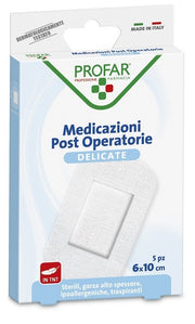 Medicazione Post Operatoria Sterile Garza Antiaderente 6x10 cm 5 Pezzi Profar-0