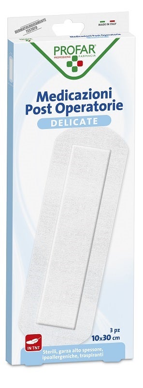 Medicazione Post Operatoria Sterile Garza Antiaderente 10x30 cm 3 Pezzi Profar-0
