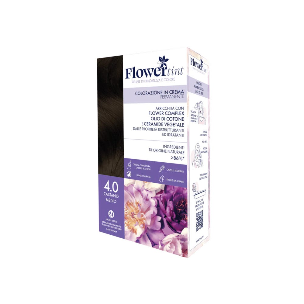 Flowertint Colorazione In Crema Permanente Colore 4,0 Castano Medio-1
