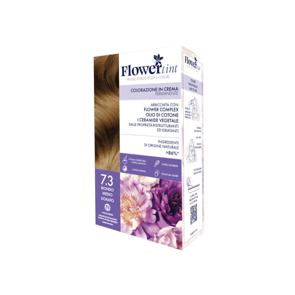 Flowertint Colorazione In Crema Permanente Colore 7,3 Biondo Medio Dorato-1