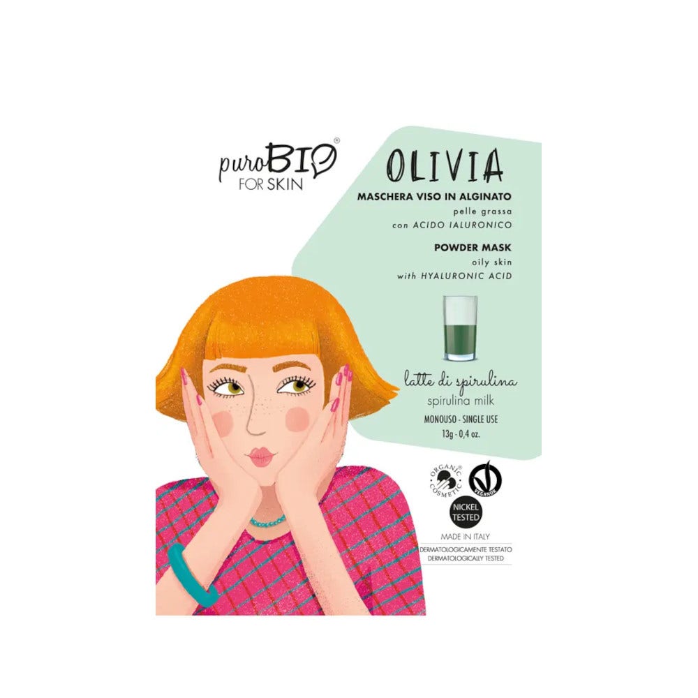 Purobio Olivia Maschera Peel-Off Pelle Grassa Acido Ialuronico Latte Di Spirulina 13g-2