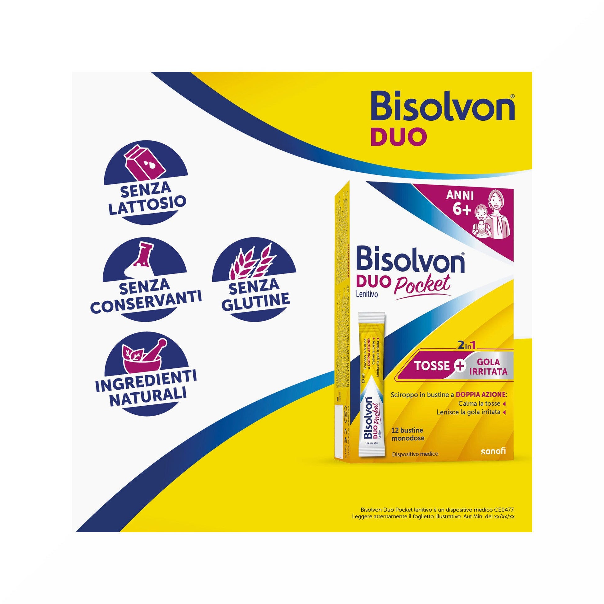 Bisolvon Duo Pocket Lenitivo Sciroppo in Bustina Contro Tosse e Gola Irritata, Adulti Bambini, 12 Bustine Monodose-20