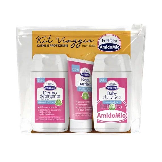 Euphidra Amido Mio Kit Viaggio Dermo Detergente100 ml + Baby Shampoo 100ml + Pasta Barriera 25ml-2