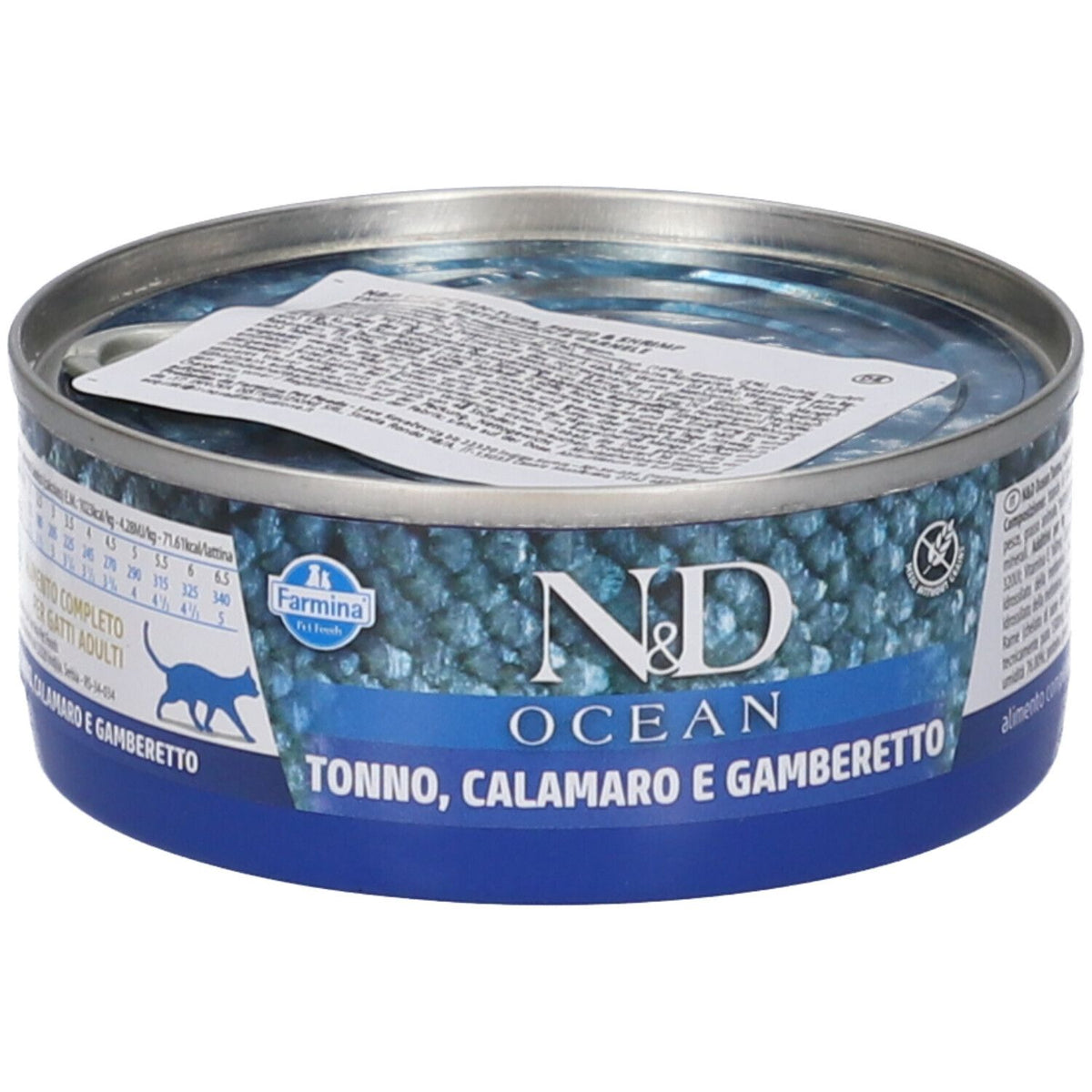 N&D Ocean con Tonno Calamaro e Gamberetto Cibo Umido Per Gatti 70g