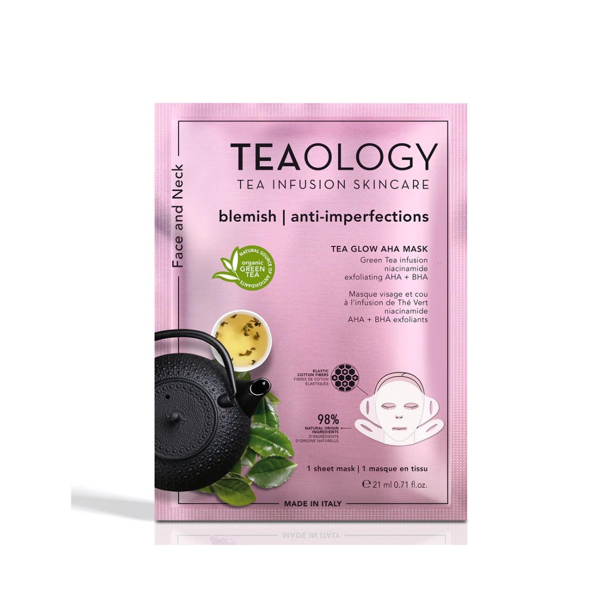 Teaology Tea Glow AHA Mask Maschera Anti-Imperfezioni Viso/Collo Con AHA 21ml-1