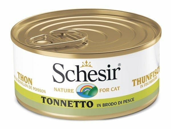 Schesir Tonnetto In Brodo Di Pesce Cibo Umido Gatti Adulti Lattina 70g-2