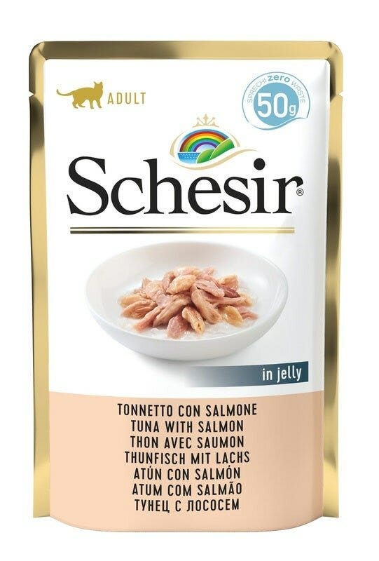 Schesir Tonnetto Con Salmone Cibo Umido Gatti Adulti Bustina 50g-2