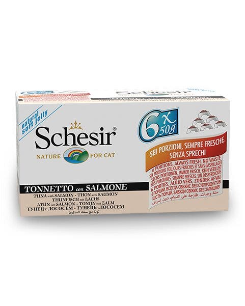 Schesir Tonnetto Con Salmone Cibo Umido Gatti Adulti Multipack 6x50g-3