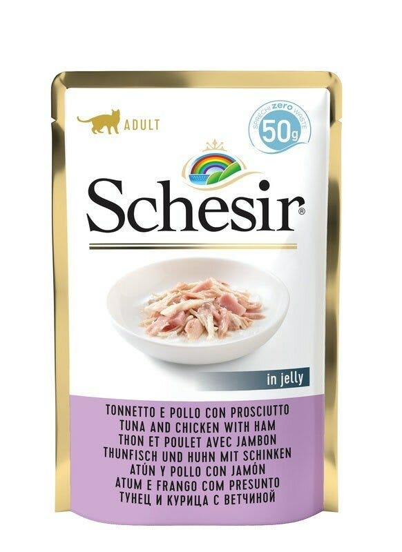 Schesir Tonnetto Con Prosciutto Cibo Umido Gatti Adulti Bustina 50g-2