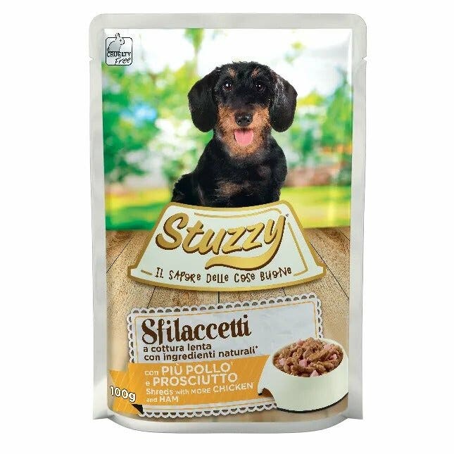 Stuzzy Sfilaccetti Con Pollo/Prosciutto Per Cani Adulti Bustina 100g-3