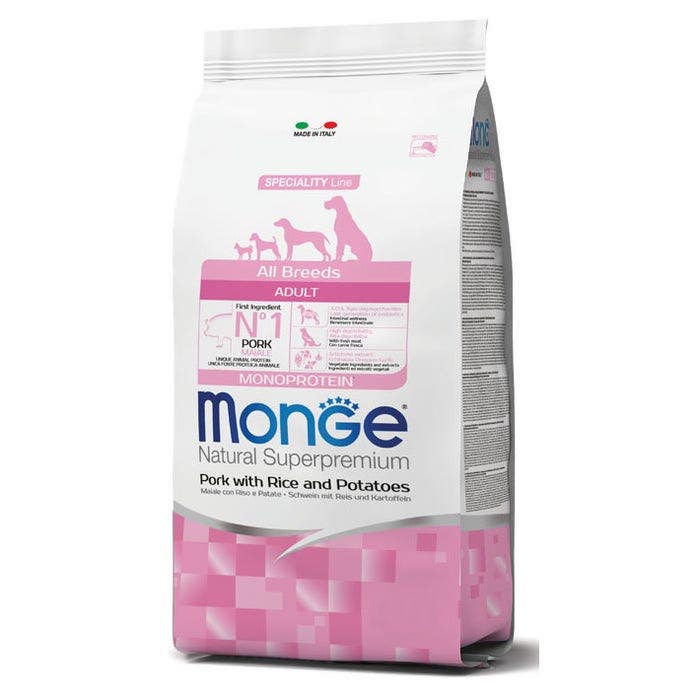 Monge Maiale Riso E Patate Cibo Secco Per Cani Adulti Sacco 12 Kg-1
