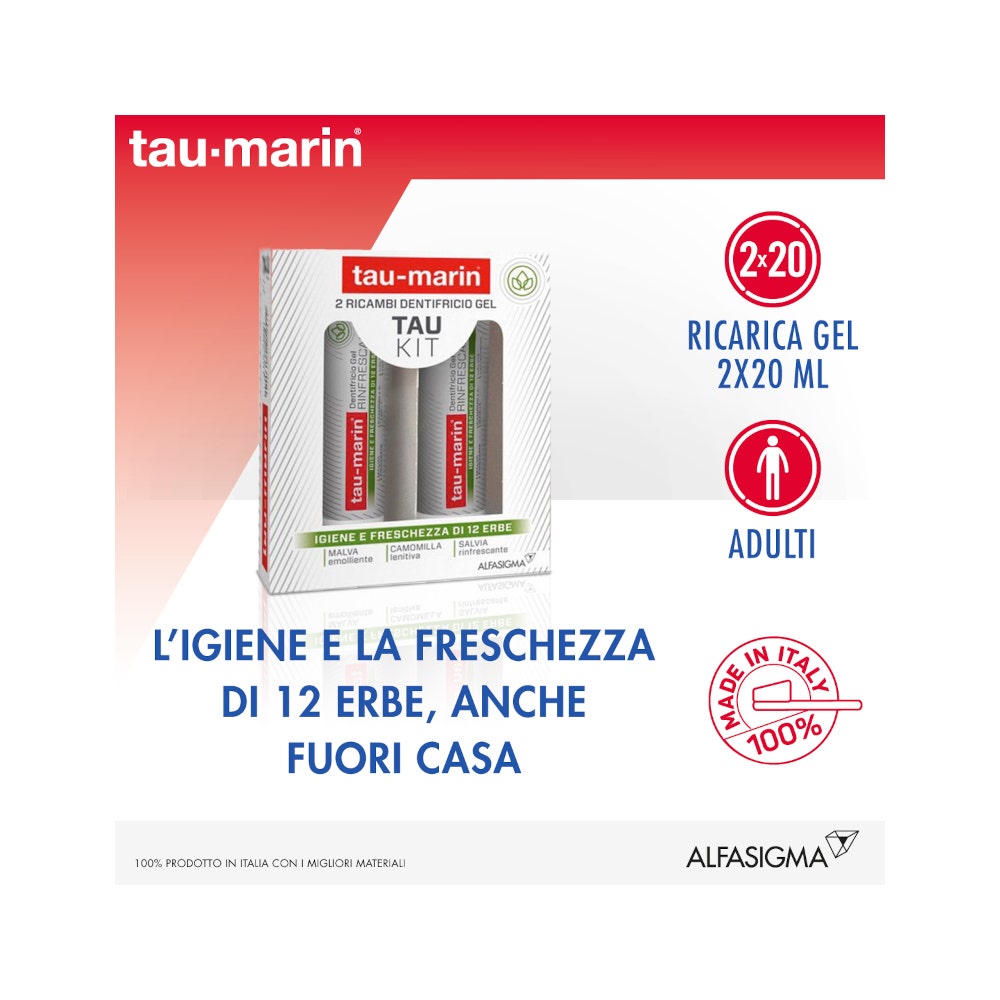 Taumarin Dentifricio Gel Rinfrescante Kit Ricariche 2x20ml-5