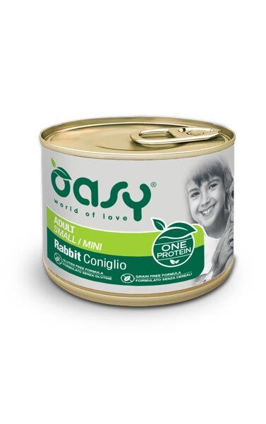 Oasy Wet Dog One Protein Coniglio Cibo Umido Per Cani Adulti Small/Mini 200g-1