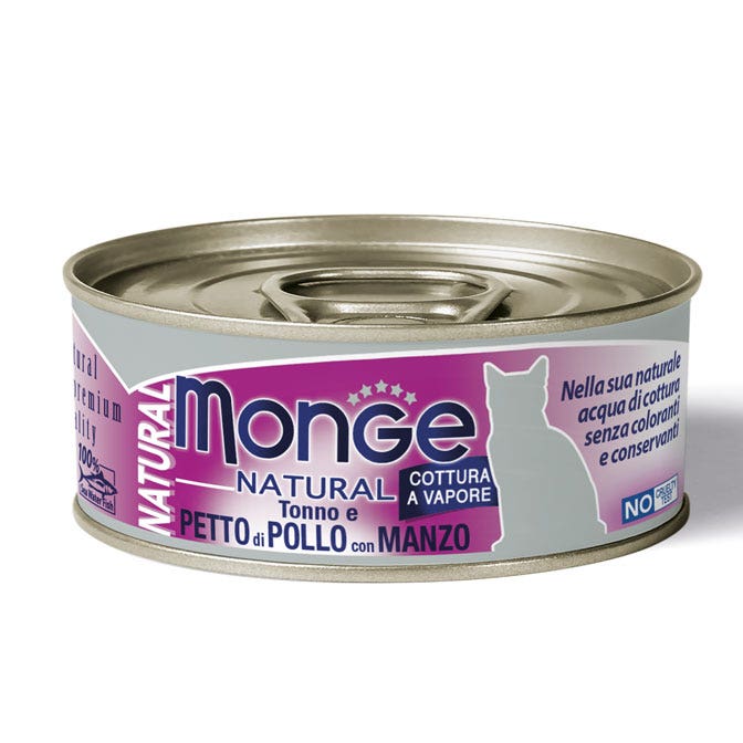 Monge Natural Tonno E Petto Di Pollo Con Manzo Cibo Umido Per Gatti Adulti 80g-1