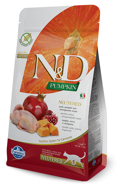 Farmina N&D Pumpkin Neutered Quaglia E Zucca Gatti Adulti Sterilizzati Sacco 1,5kg-3