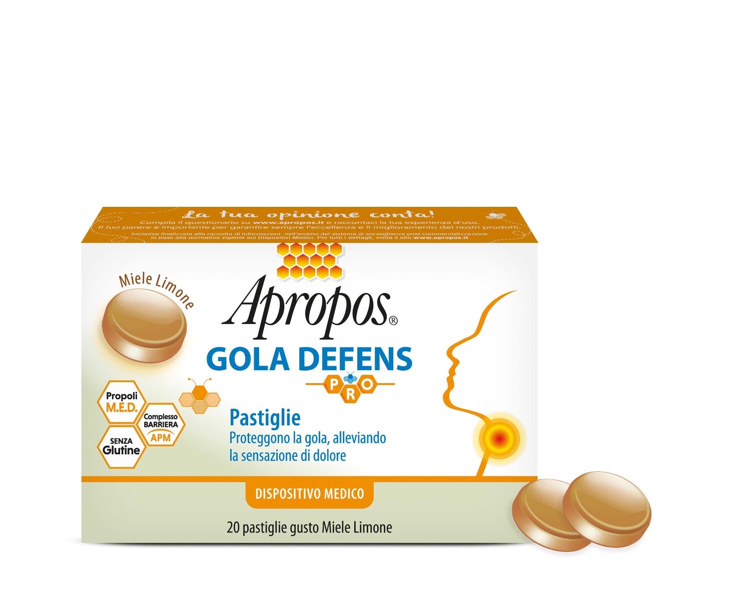 Apropos Gola Defence Pro 20 Pastilglie Miele Limone-5