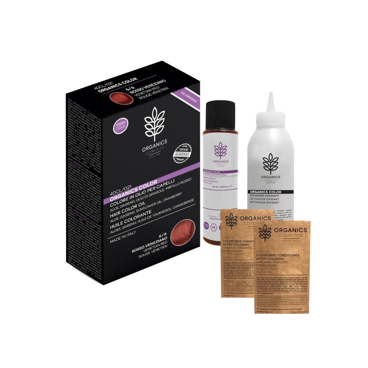 Organics Cosmetics Kit Tinta Per Capelli Organics Color 6/6 Rosso Veneziano-1