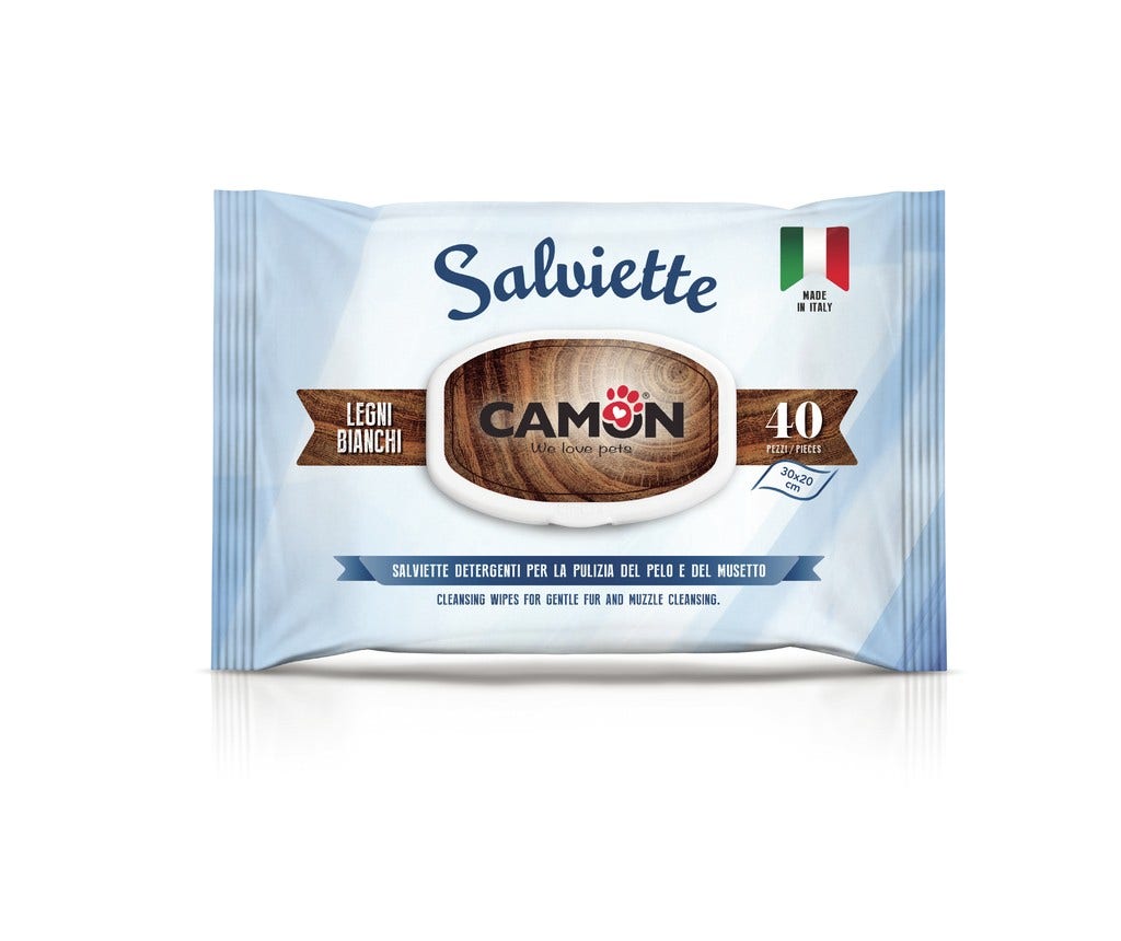 Camon 40 Salviette Detergenti Cani/Gatti Alla Fragranza Legni Bianchi-2