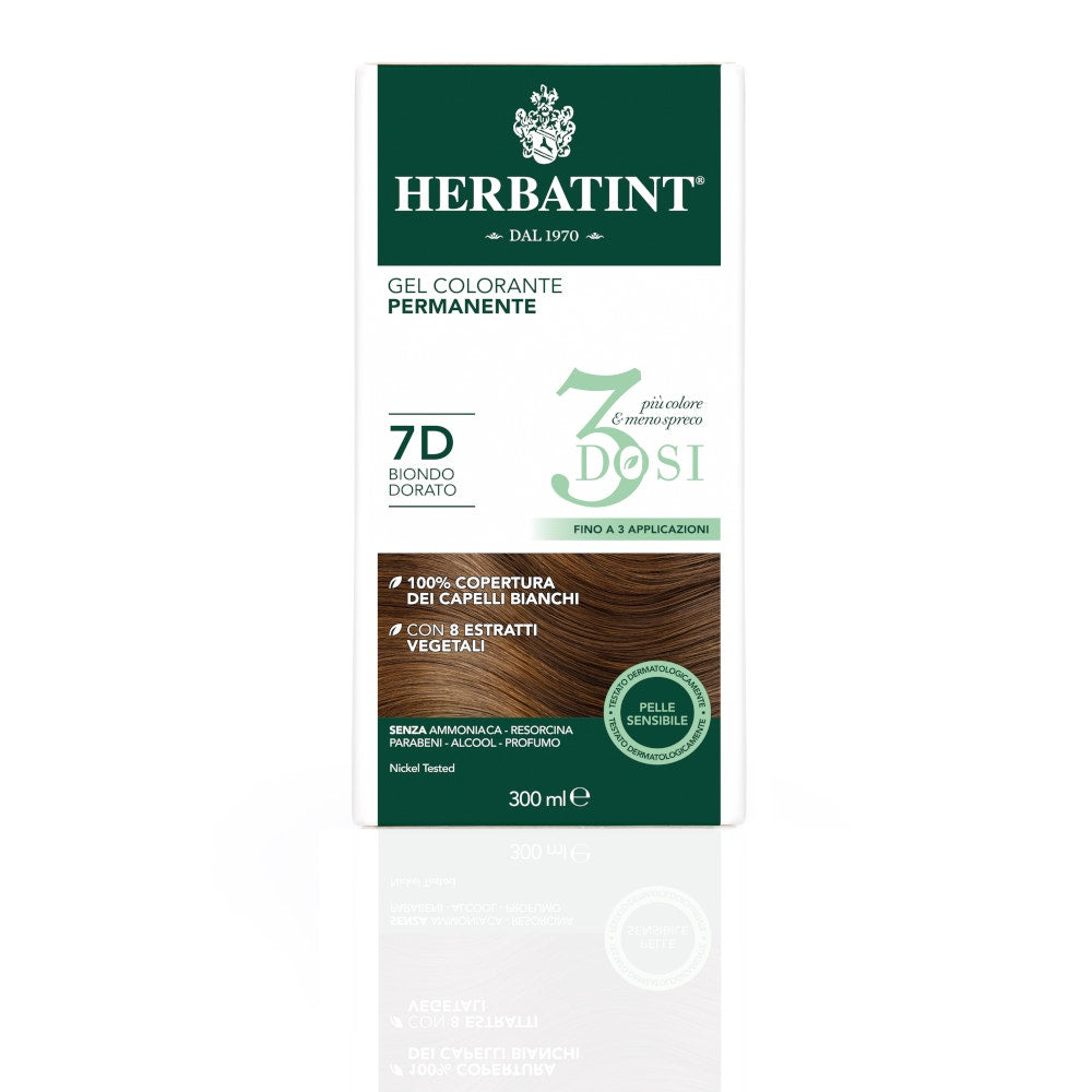 Herbatint Tintura Per Capelli Gel Permanente 7D Biondo Dorato 300ml 3 Dosi-8