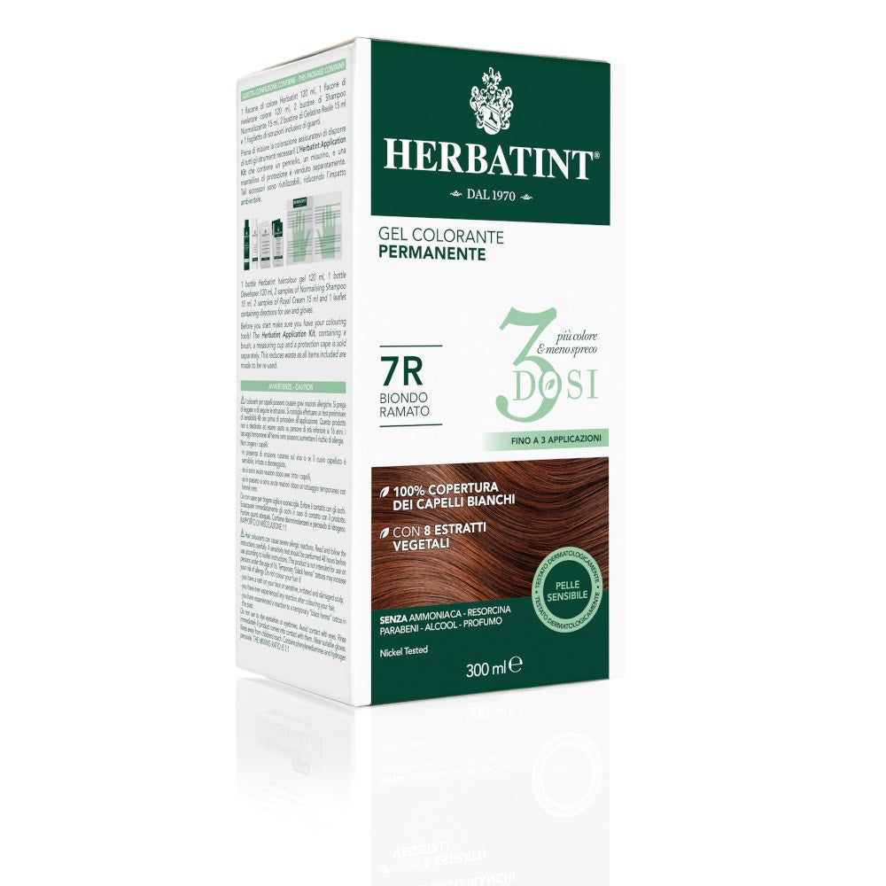 Herbatint Tintura Per Capelli Gel Permanente 7R Biondo Ramato 3 Dosi 300ml-2