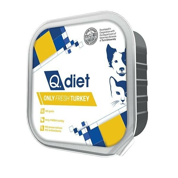 Q.Vet Q Diet Only Turkey Cibo Umido Con Tacchino Per Cani/Gatti Adulti Vaschetta 150g-2