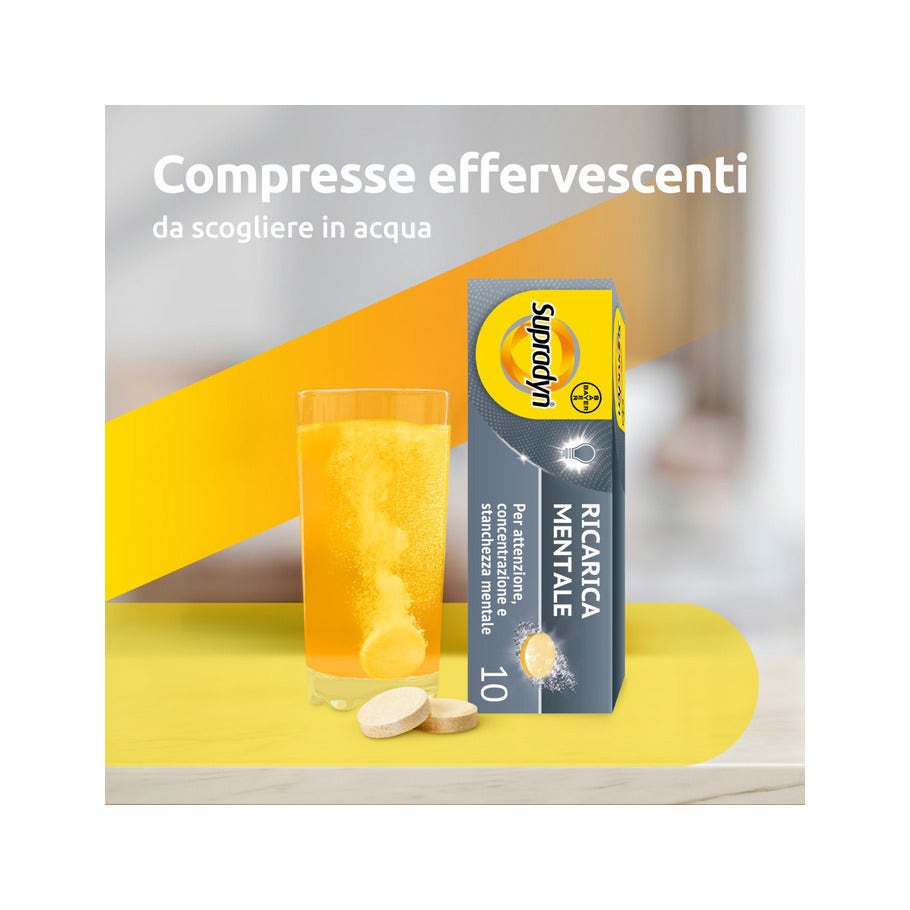Supradyn Ricarica Mentale con Acido Folico Caffeina e Guaranà Gusto Acerola 10 Compresse Effervescenti-21
