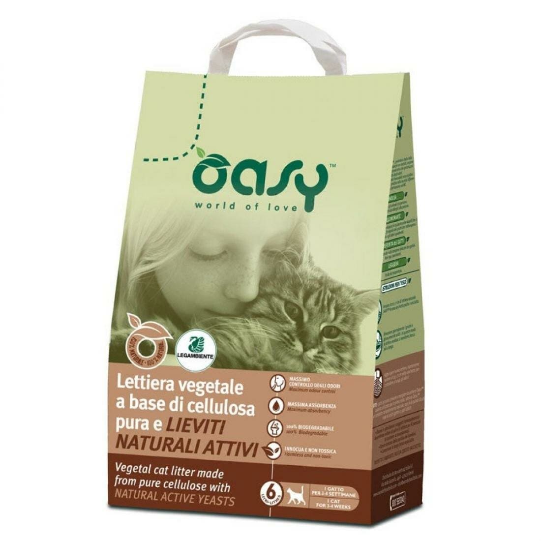 Oasy Lettiera Vegetale Cellulosa E Lieviti Naturali Da 6 Litri-3