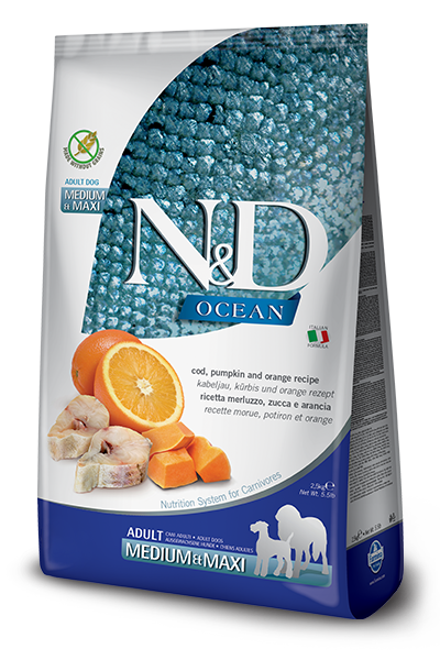 Farmina N&D Ocean Merluzzo E Zucca Cani Adulti Taglia Media E Grande Sacco 12kg-1
