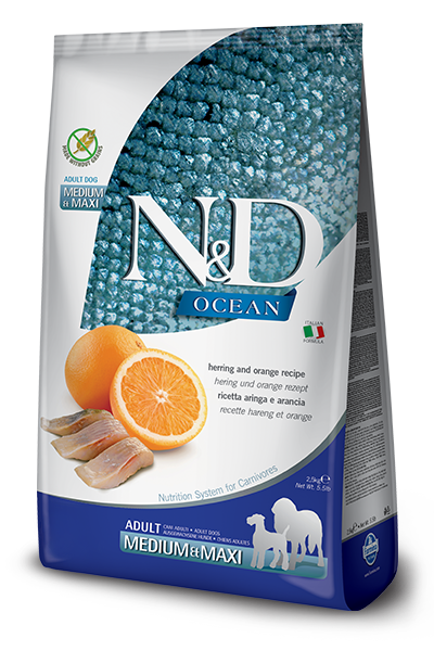 Farmina N&D Ocean Aringa E Arancia Cani Adulti Taglia Media E Grande Sacco 2,5kg-1
