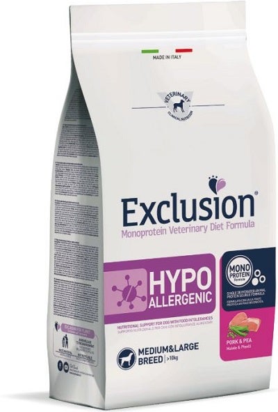 Exclusion Monoprotein Veterinary Diet Formula Hypoallergenic Porc/Pea Crocchette Con Maiale/Piselli Per Cani Adulti Taglia Medio/Grande Sacco 2kg-1
