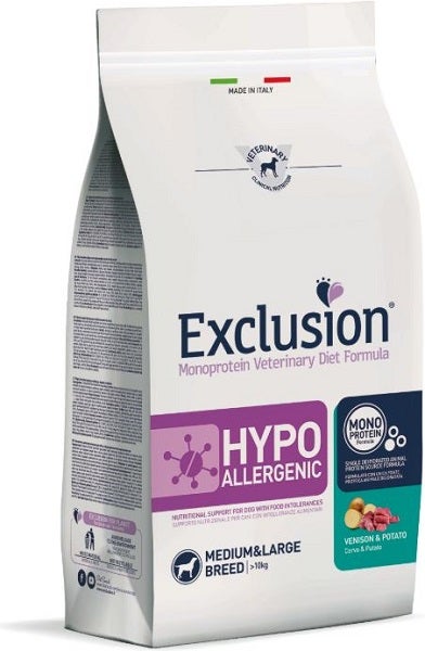 Exclusion Monoprotein Veterinary Diet Formula Hypoallergenic Crocchette Con Cervo/Patate Per Cani Adulti Taglia Medio/Grande Sacco 2kg-1