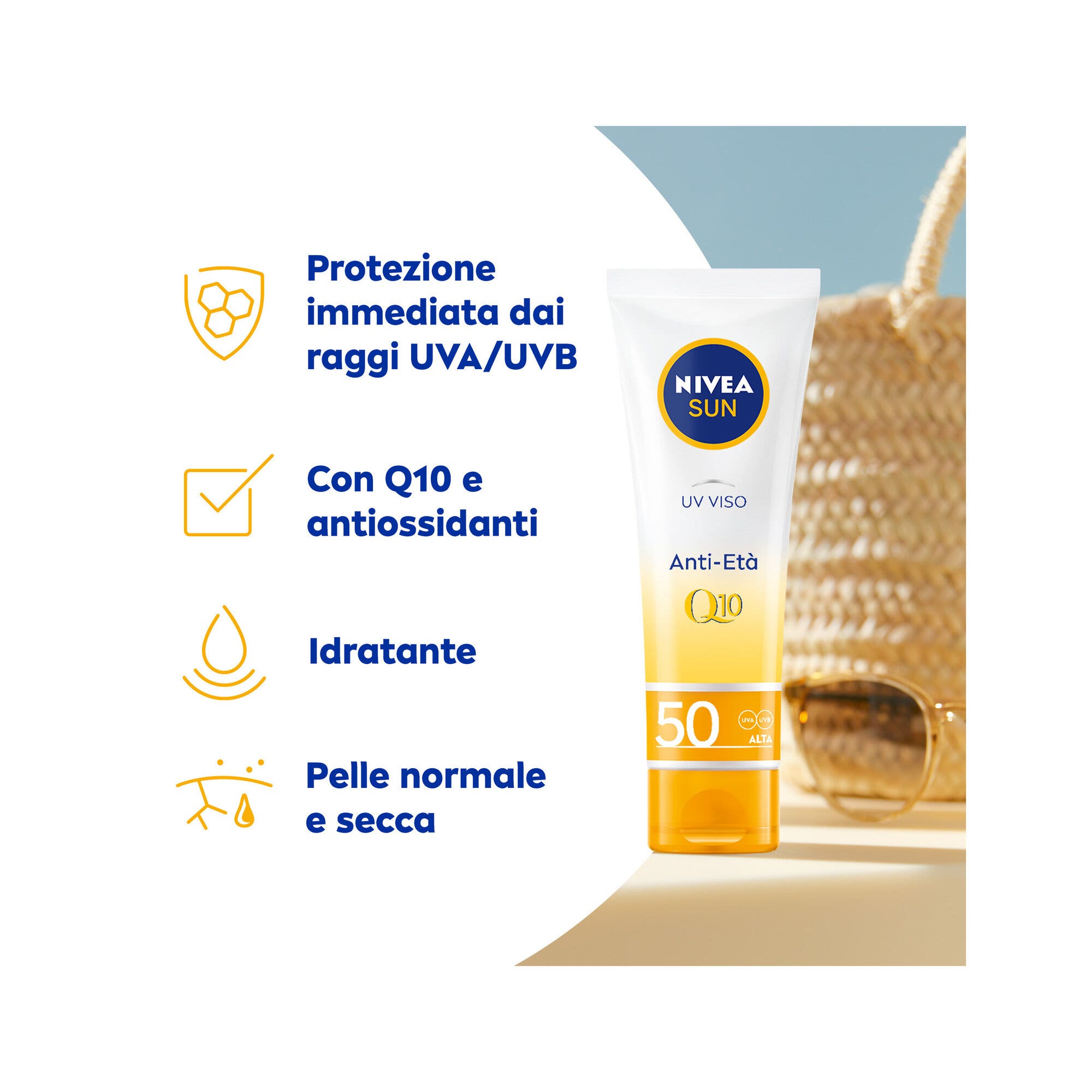 Nivea Sun Uv Viso Anti-età Fp50 50ml Crema Solare Viso Antirughe E Antimacchie Con Coenzima Q10-3