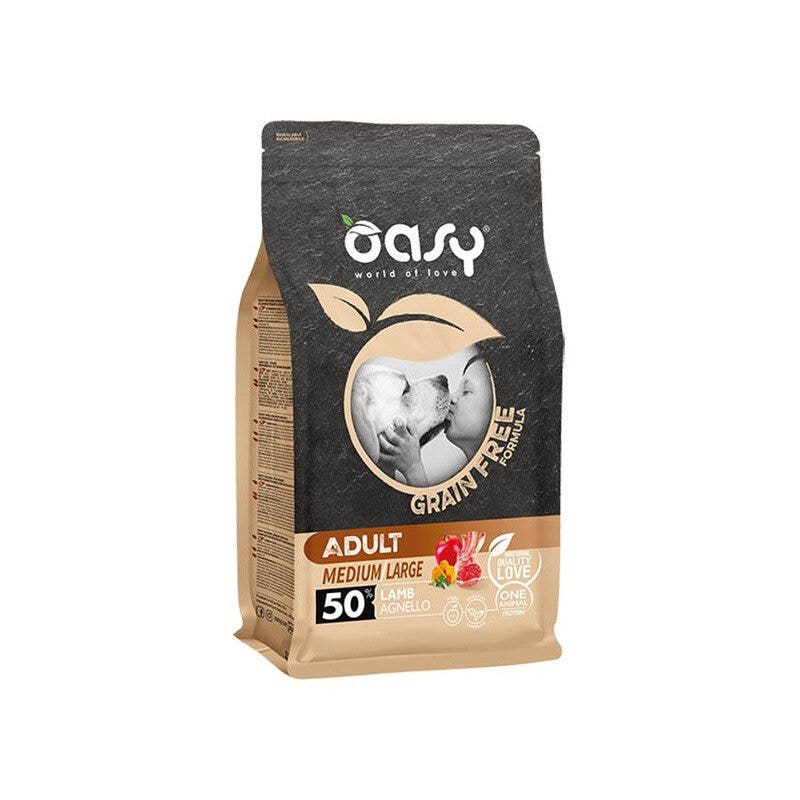 Oasy Grain Free Adult Medium & Large Con Agnello Per Cani Adulti 12kg-1