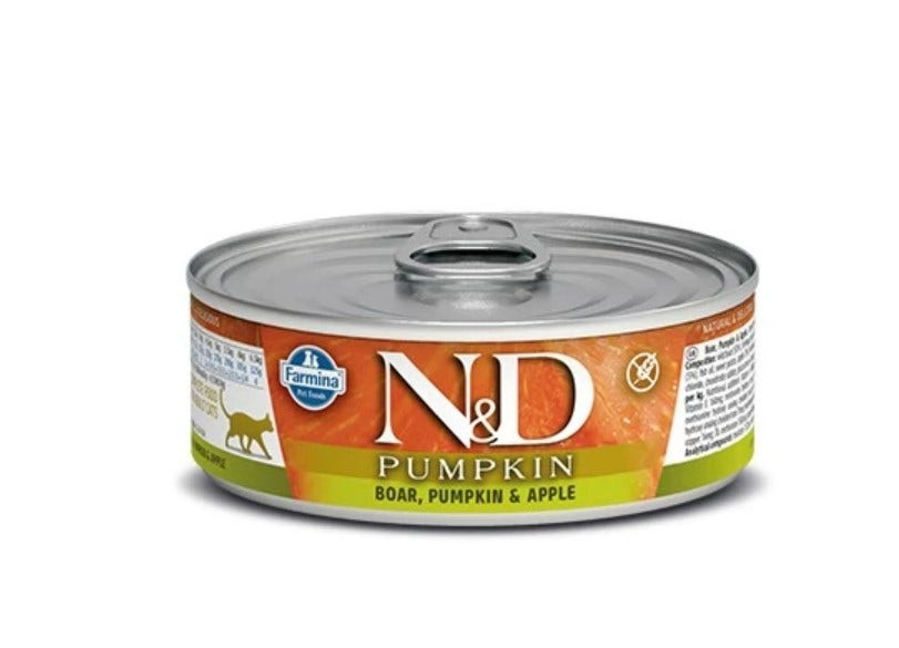 Farmina N&D Pumpkin Grain Free Gatto Cinghiale Zucca E Mela 80 Gr-1