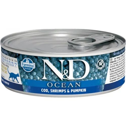 Farmina N&D Cat Ocean Merluzzo/Gamberi/Zucca Gatti Adulti 70g-1