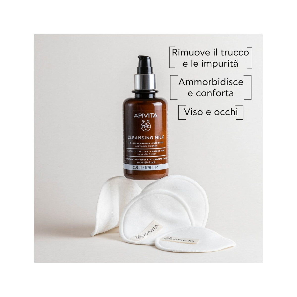 Apivita Latte Detergente Viso/Occhi 200ml-2