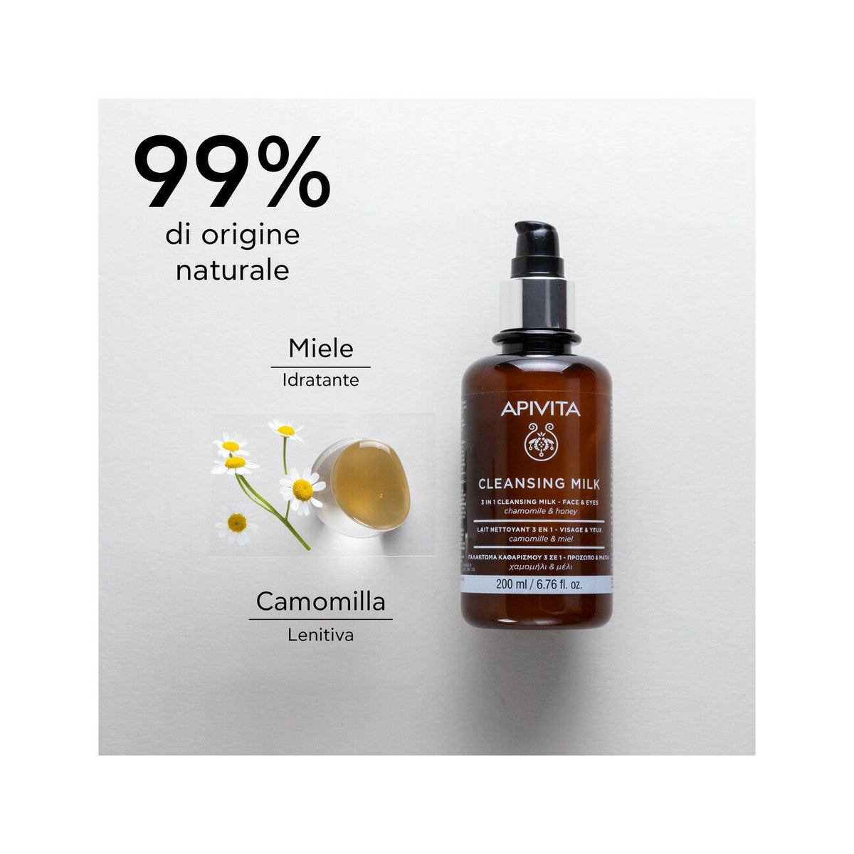 Apivita Latte Detergente Viso/Occhi 200ml-3