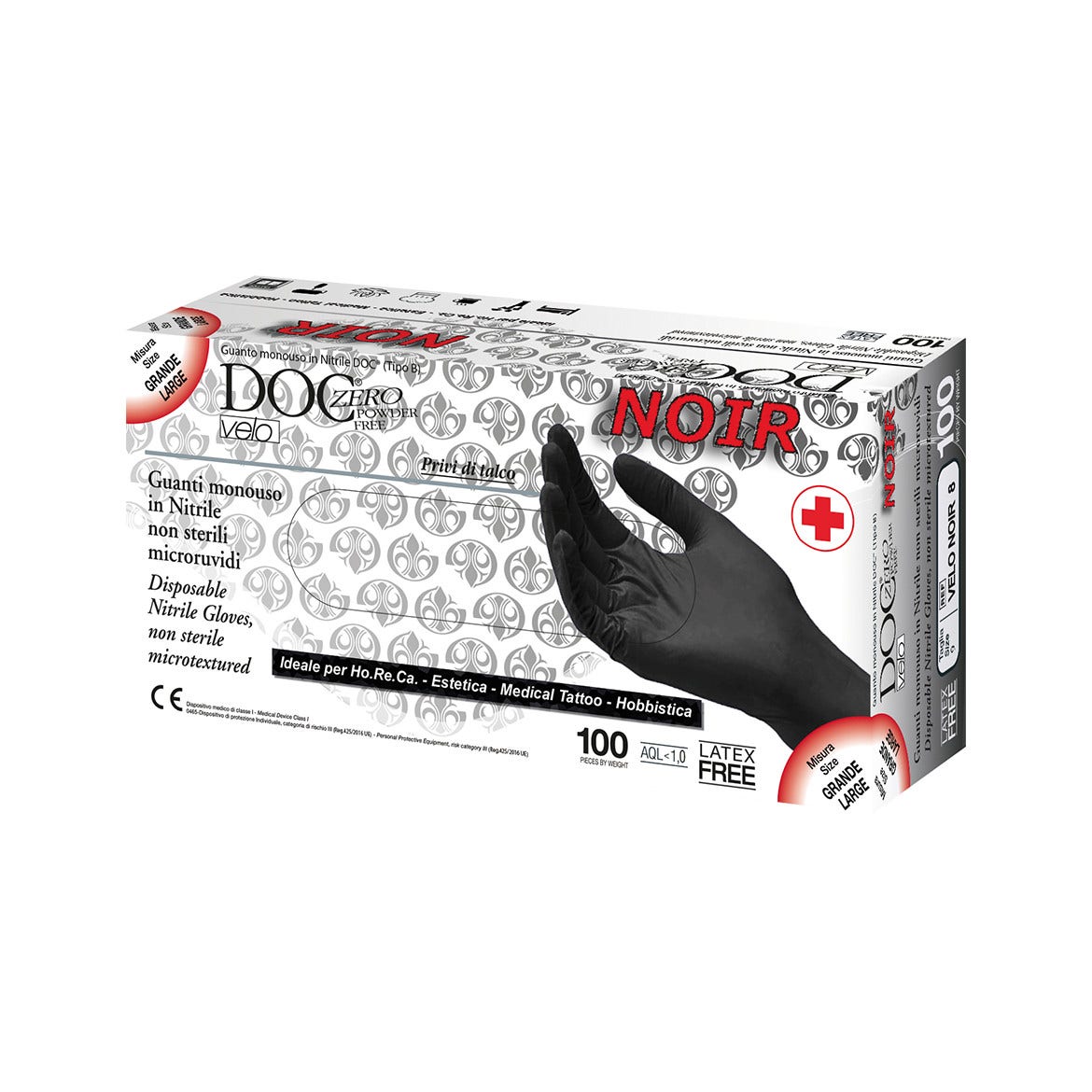 Guanto Nitrile Non Sterile Superficie Microruvida No Talco Colore Nero Taglia Large 100 Pezzi-2