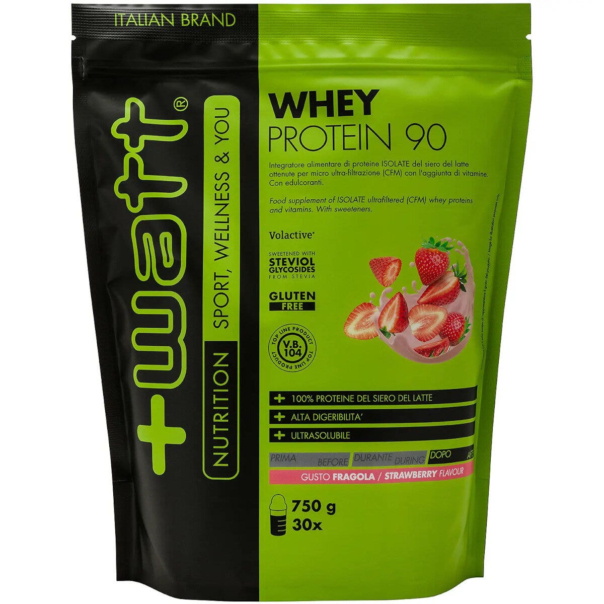+Watt Whey Protein 90 Doypack Gusto Fragola 750g-4