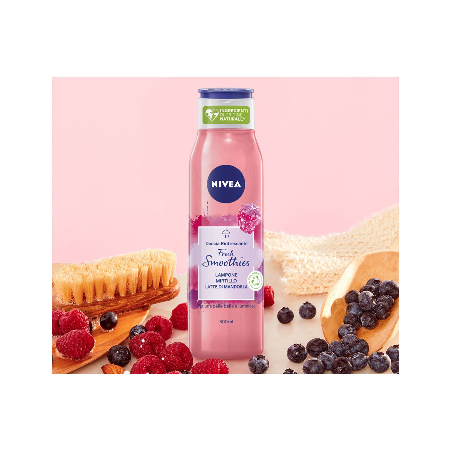 Nivea Gel Doccia Fresh Smoothies Lampone & Mirtillo Bagnoschiuma Con Ingredienti Naturali  300ml-2