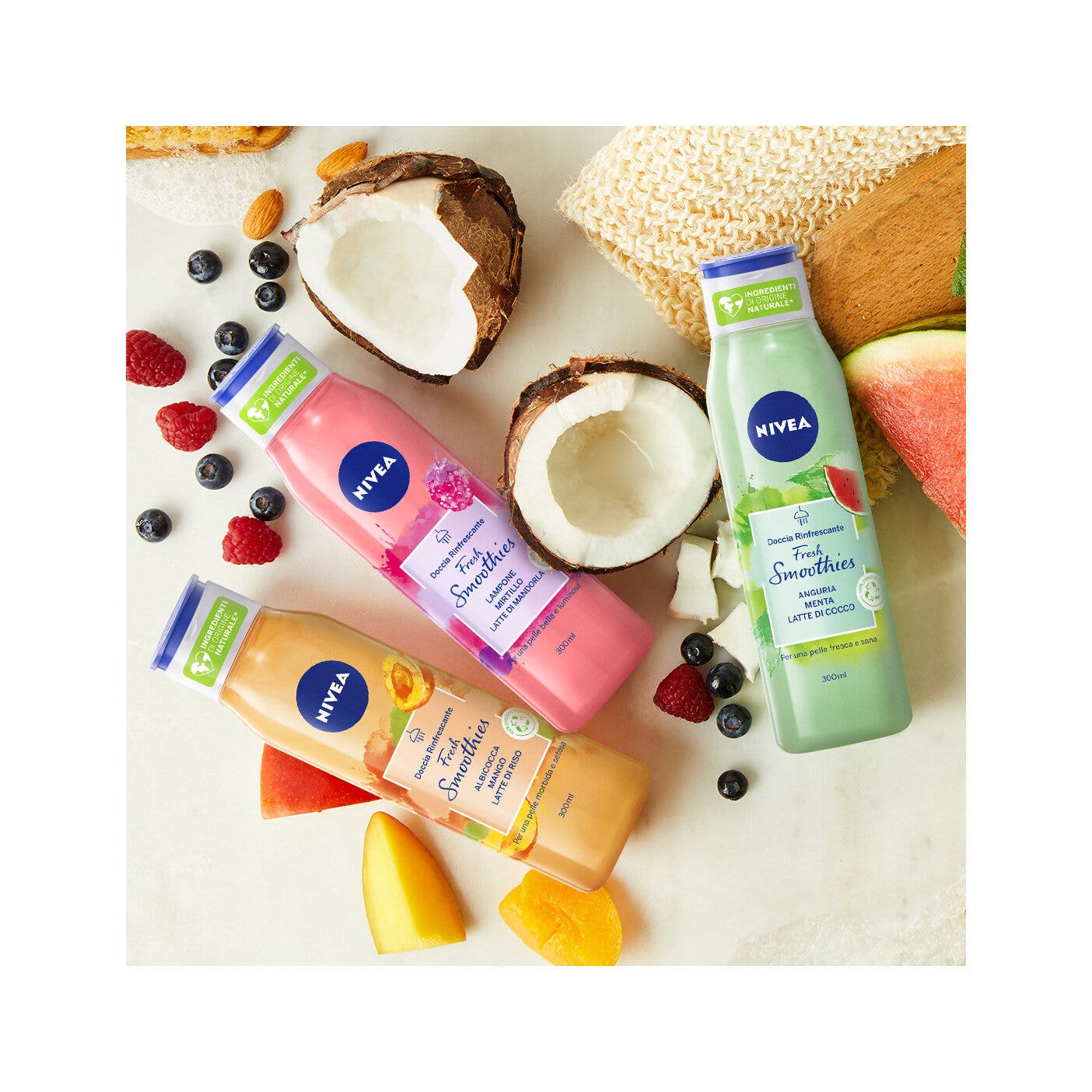 Nivea Gel Doccia Fresh Smoothies Lampone & Mirtillo Bagnoschiuma Con Ingredienti Naturali  300ml-4