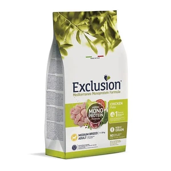 Exclusion Mediterraneo Monoprotein Crocchette Pollo Per Cani Adulti Taglia Media Sacco 3kg-2