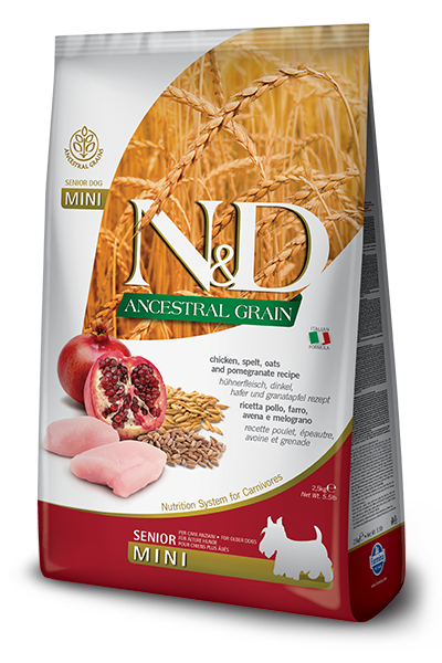 Farmina N&D Ancestral Grain Pollo E Melograno Cani Senior Taglia Mini Sacco 2,5kg-1