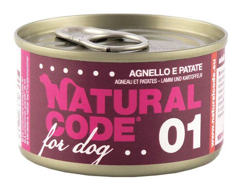 Natural Code 01 Agnello E Patate Cani Adulti Lattina 90g-1