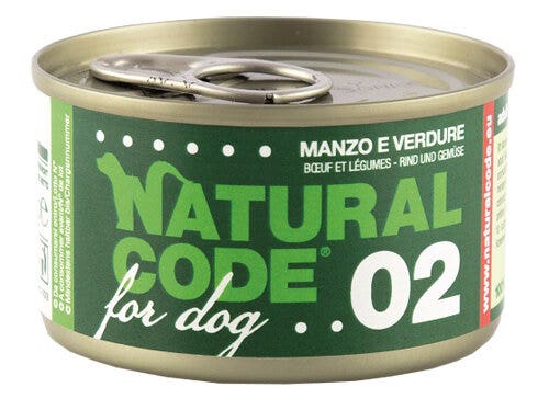 Natural Code 02 Manzo E Verdure Cani Adulti Lattina 90g-1