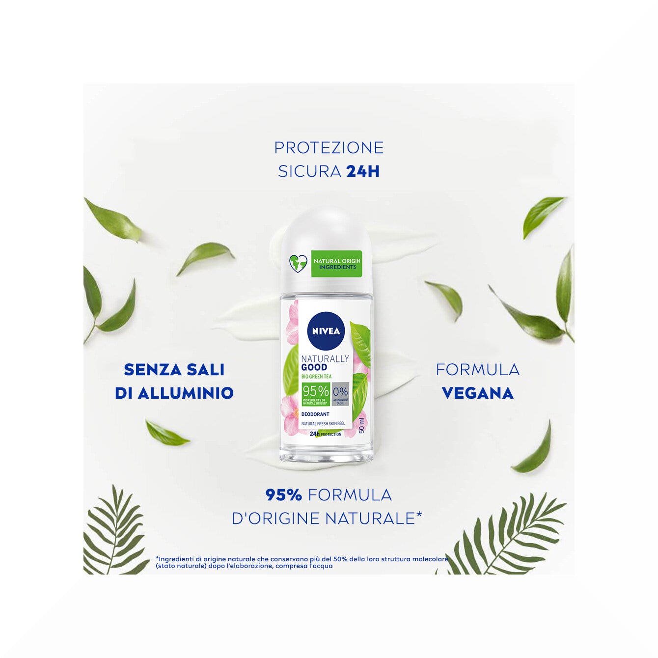 Nivea Naturally Good Green Tea Deodorante Roll-on 50ml Con Tè Verde Bio E 0% Alluminio-2