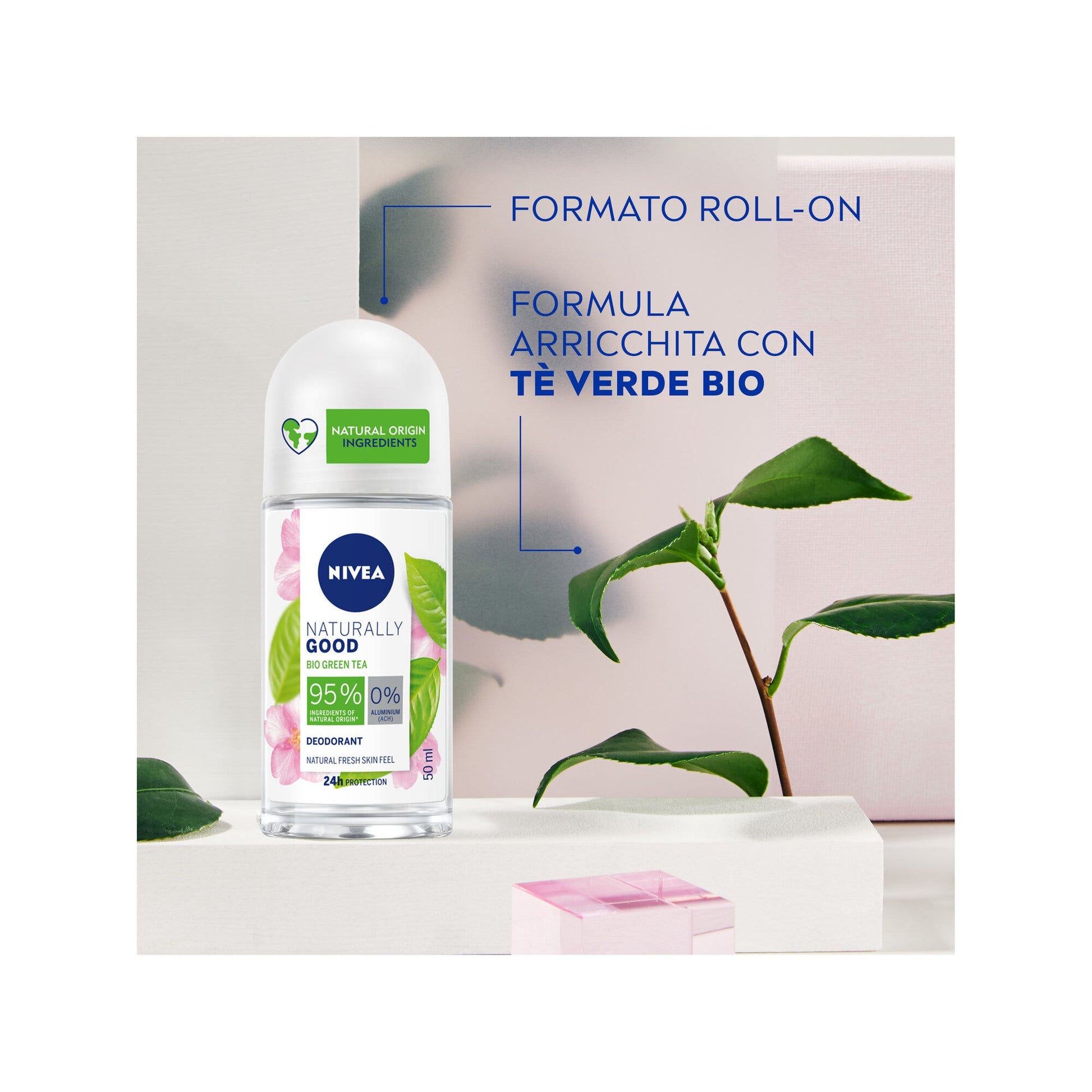 Nivea Naturally Good Green Tea Deodorante Roll-on 50ml Con Tè Verde Bio E 0% Alluminio-3