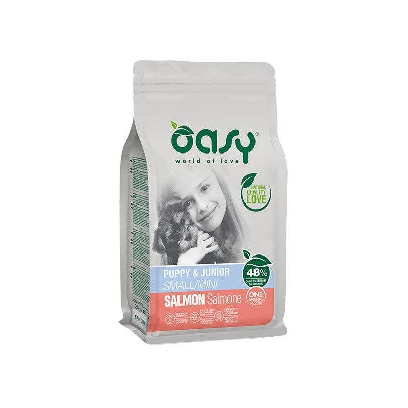 Oasy One Animal Protein Puppy & Junior Small & Mini Con Salmone Per Cani Cuccioli 2.5kg-1